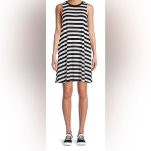 Time and Tru Black and White striped sleeveless knit dress
